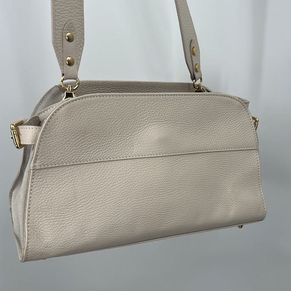 Anna Paola Made In Italy Leather Clutch Crossbody With Side Suede Panels - Picture 9 of 10